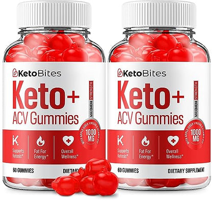 (2 Pack) Keto Bites ACV Gummies Advanced Formula Keto Bites Apple Cider Vinegar Gummies Rillvo
