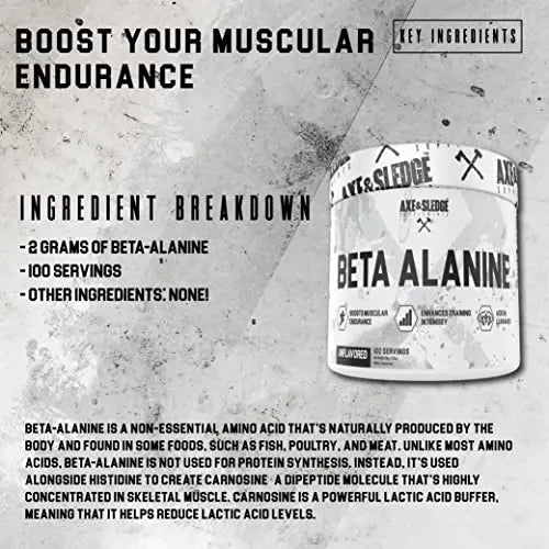 Axe & Sledge Supplements Beta Alanine Basics Powder, Supports Endurance, Performance Axe & Sledge