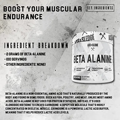Axe & Sledge Supplements Beta Alanine Basics Powder, Supports Endurance, Performance Axe & Sledge
