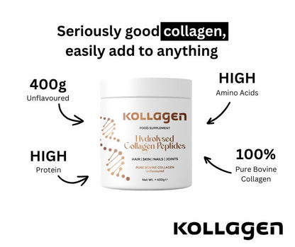 100% Pure Collagen Peptides Powder 400g Kollagen: Hydrolysed Bovine Collagen Peptides (Type 1) My Store