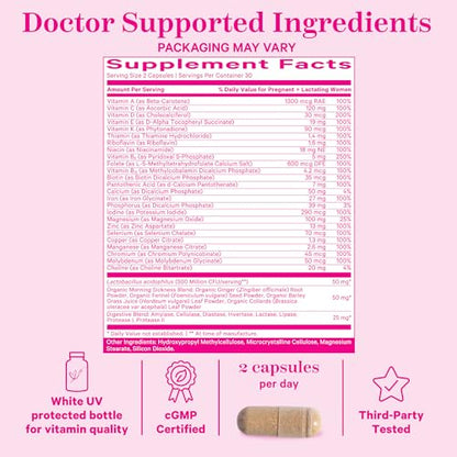 Pink Stork Premium Prenatal Vitamins for Women with Organic Whole-Food Ingredients Pink Stork