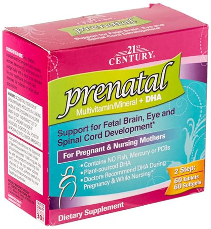 PreNatal Multivitamin + DHA 60 Tablets and 60 Softgels Kit 21st Century