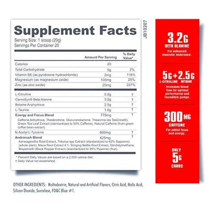 Betancourt Nutrition B-Nox Reloaded Pre Workout | Energy + Focus | Beta Alanine Betancourt Nutrition