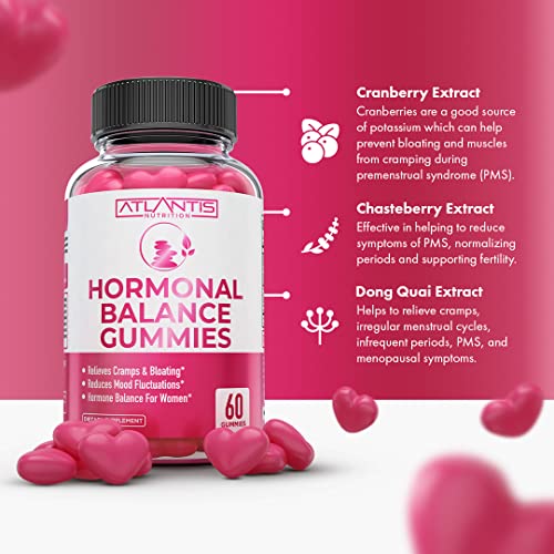Hormonal Balance For Women & PMS Relief Gummies - Alleviates Cramps, Bloating, Mood Swings Atlantis Nutrition