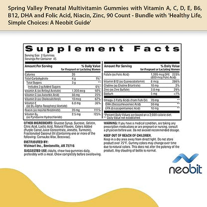 Spring Valley Prenatal Multivitamin Gummies with Vitamin A, C, D, E, B6, B12, DHA and Folic Acid Neobit