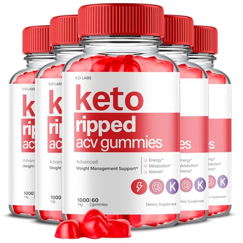 (5 Pack) Keto Ripped ACV Gummies, Keto Ripped ACV Gummies Advanced Weight Loss S.O Labs