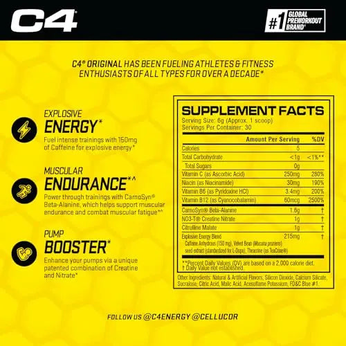 Cellucor C4 Original Pre Workout Powder ICY Blue Razz & C4 Sport Pre Workout Powder Cellucor