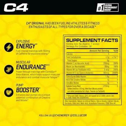 Cellucor C4 Original Pre Workout Powder ICY Blue Razz & C4 Sport Pre Workout Powder Cellucor