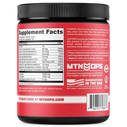 MTN OPS Enduro Nitric Oxide Supplement & Stim-Free Pre Workout - 30 Servings MTN OPS