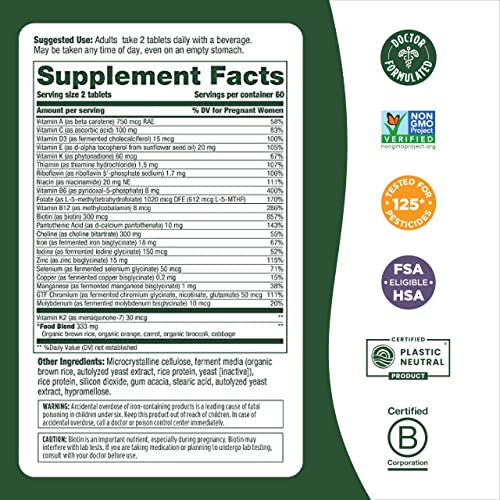 MegaFood Baby & Me 2 Prenatal Vitamin and Minerals - Vitamins for Women - with Folate MegaFood