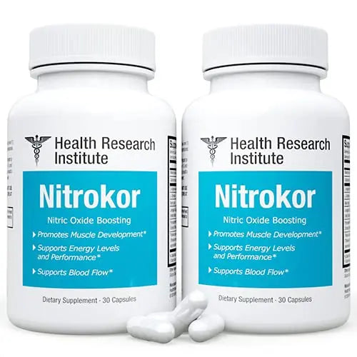 Nitrokor - Nitric Oxide Boosting - New Improved Formula - 2 Bottles 60 Capsules Generic