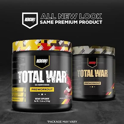 REDCON1 Total War Pre Workout Powder, Sour Gummy Bear - Fast Acting Caffeinated REDCON1