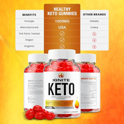 (3 Pack) Ignite Keto ACV Gummies - Official - Keto Ignite ACV Advanced Formula Plus Rillvo