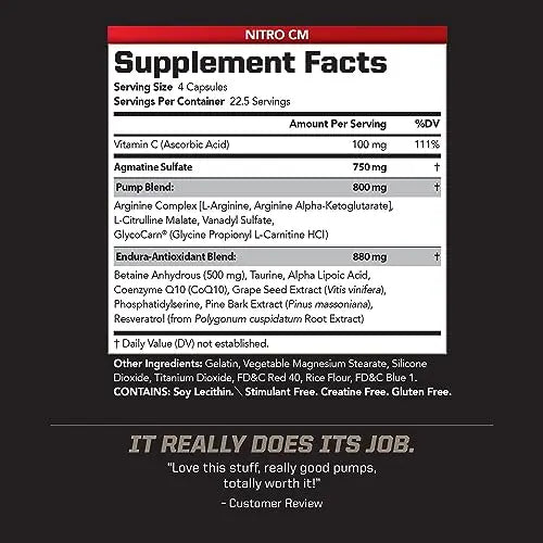 PMD Sports Nitro cm - Nitric Oxide with Agmatine Pre Workout Supplement - Muscle PMD