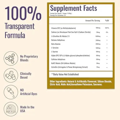 Forze Pre Workout Powder, Beta Alanine, L-Taurine & Dual-Source Caffeine for Sustained Forze