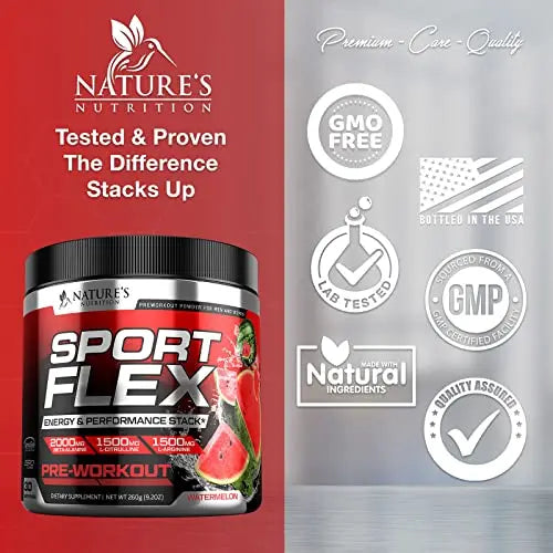 Pre Workout Powder with Beta Alanine, L-Citrulline & L-Arginine | PreWorkout Energy Powder Nature's Nutrition