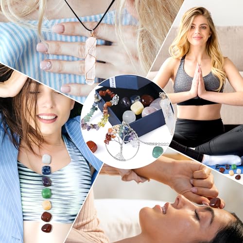 WVIOUOPU Healing Crystals and Chakra Stones Set - 13 Pcs Real Raw Healing Chakra Stones WVIOUOPU