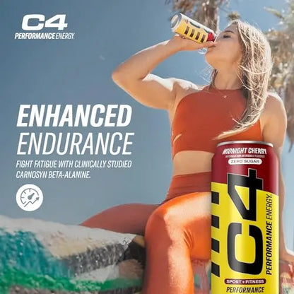 C4 Energy Carbonated Zero Sugar Energy Drink, Pre Workout Drink + Beta Alanine, Midnight Cellucor