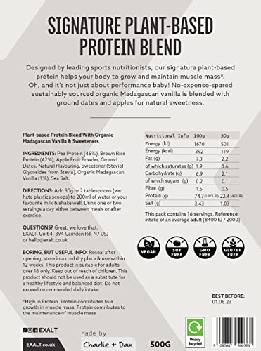 EXALT Vegan Protein Powder - 100% Plant-Based – Gluten Free - Keto Friendly EXALT