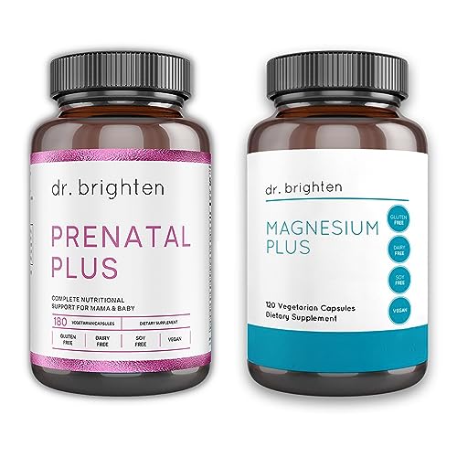 Dr. Brighten Prenatal Plus and Magnesium Plus Dietary Supplements Bundle - Non-GMO, Vegan Dr. Brighten