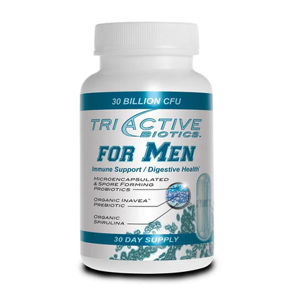 TriActive Biotics supplement bottle for men on a white background