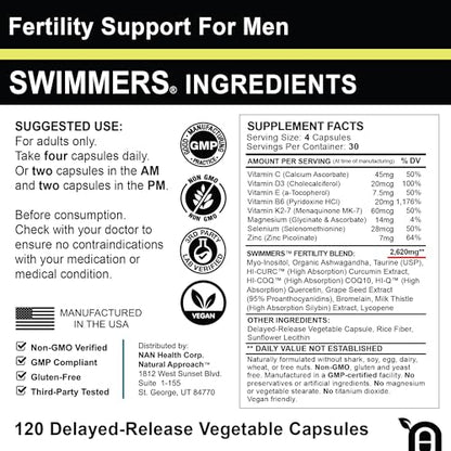 Swimmers | Fertility Support for Men | Optimal Sperm Count & Motility | Male Fertility Blend & Prenatal Natural Approach