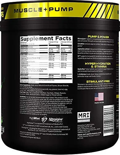 MRI NO2 Black Nitric Oxide Supplement for Pump, Muscle Growth, Vascularity & Energy MRI
