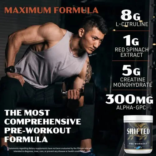 SHIFTED Maximum Pre Workout Powder, Energy & Focus Supplement with Creatine Monohydrate SHIFTED