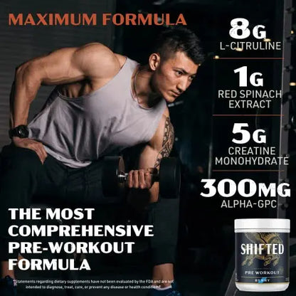 SHIFTED Maximum Pre Workout Powder, Energy & Focus Supplement with Creatine Monohydrate SHIFTED