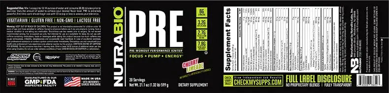NutraBio PRE Workout V5 - (Cherry Limeade) NutraBio