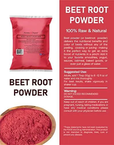 Beet Root Powder 8 oz. by Aroma Depot Raw & Non-GMO I Vegan & Gluten Free I Nitric Aroma Depot