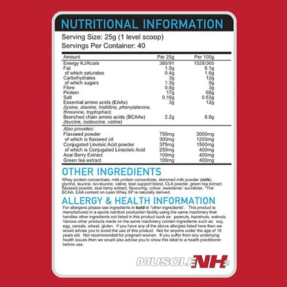 MuscleNh2 Lean Whey XP Diet Whey Protein Powder, Low Fat and Sugar, High Protein MuscleNh2