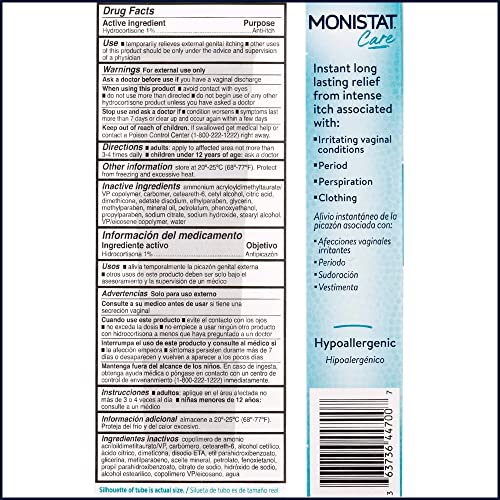 Monistat Instant Itch Relief Cream for Women, Maximum Strength Feminine Itch Care, 1 oz, 2 Pack Monistat