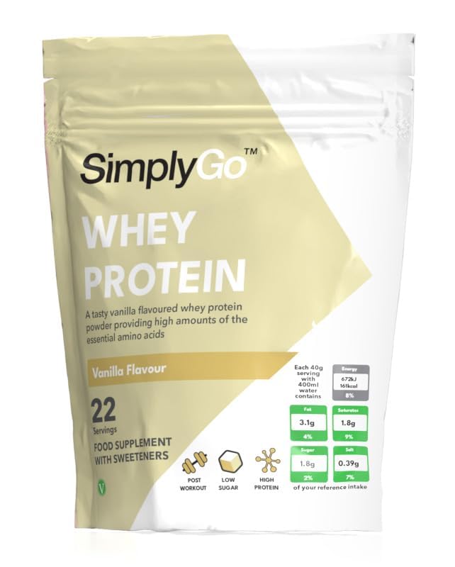SimplyGo Whey Protein Powder | 900g | Simply Add 30g to Water, Juice or Shakes Simply Supplements