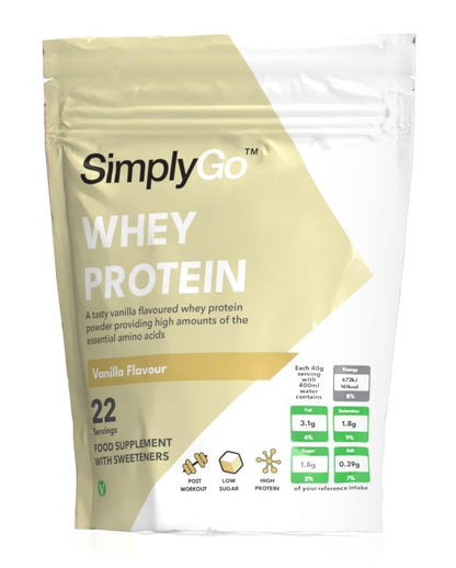 SimplyGo Whey Protein Powder | 900g | Simply Add 30g to Water, Juice or Shakes Simply Supplements
