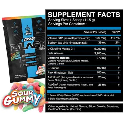 eFlow Nutrition ENRAGE Black Preworkout Sample Packs - Travel Packs - High Stim Energy eFlow Nutrition