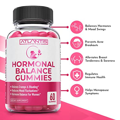 Hormonal Balance For Women & PMS Relief Gummies - Alleviates Cramps, Bloating, Mood Swings Atlantis Nutrition