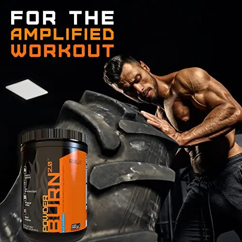 Rivalus Powder Burn 2.0 Pre Workout Supplement, Blue Raspberry, 0.89 Pounds Rivalus