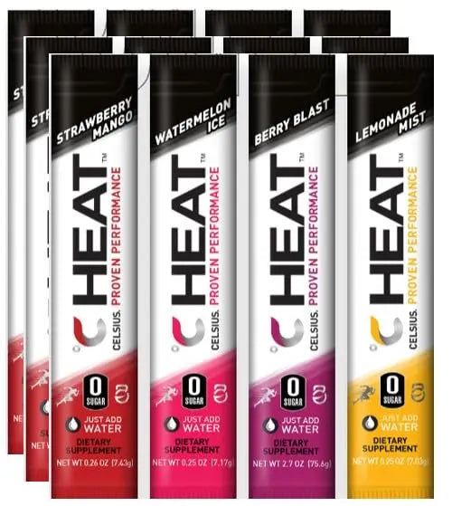 Celsius Heat On-The-Go Performance Energy Powder Stick Variety Packets Heath Secret
