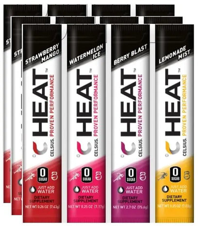 Celsius Heat On-The-Go Performance Energy Powder Stick Variety Packets Heath Secret