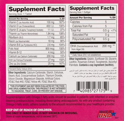 PreNatal Multivitamin + DHA 60 Tablets and 60 Softgels Kit 21st Century