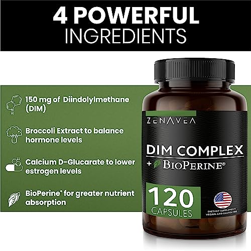 Zenavea Dim Supplement, Hormone Balance for Men with Dim & BioPerrine - Estrogen Blocker for Men Zenavea