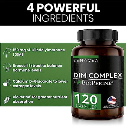Zenavea Dim Supplement, Hormone Balance for Men with Dim & BioPerrine - Estrogen Blocker for Men Zenavea