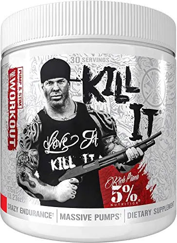 5% Nutrition Rich Piana Kill It Pre Workout Powder w/Creatine, Jitter-Free Caffeine 5% Nutrition
