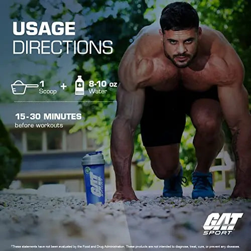 GAT SPORT PMP (Peak Muscle Performance), Pre-Workout, 30 Servings (Blue Raspberry GAT SPORT