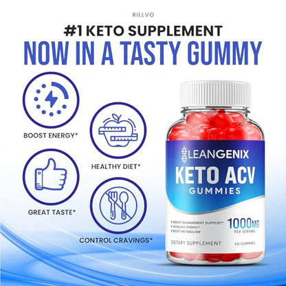 (2 Pack) LeanGenix Keto ACV Gummies - Official - Keto Lean Genix ACV Advanced Formula Rillvo