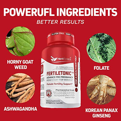 Fertility Supplements for Women to Help Pregnancy & Better Conception + Prenatal Vitamins Herbtonics