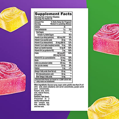 vitafusion PreNatal Gummy Vitamins, Raspberry Lemonade Flavored, Pregnancy Vitamins for Women Vitafusion