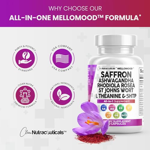 Clean Saffron Supplements with Ashwagandha 8000mg - Mood Support with L-Theanine Clean NutraceuticalsBuy Supplements Australia