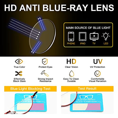 Yiwaeye 3 Pack Half Moon Reading Glasses Anti Blue Light UV, Half Frame Semi Lens Slim Yiwaeye